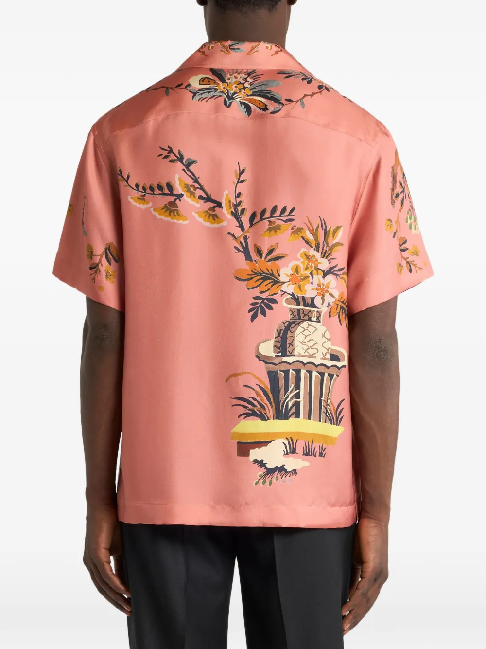 ETRO Zijden bowlingshirt met bloemen- en dieren-print Roze
