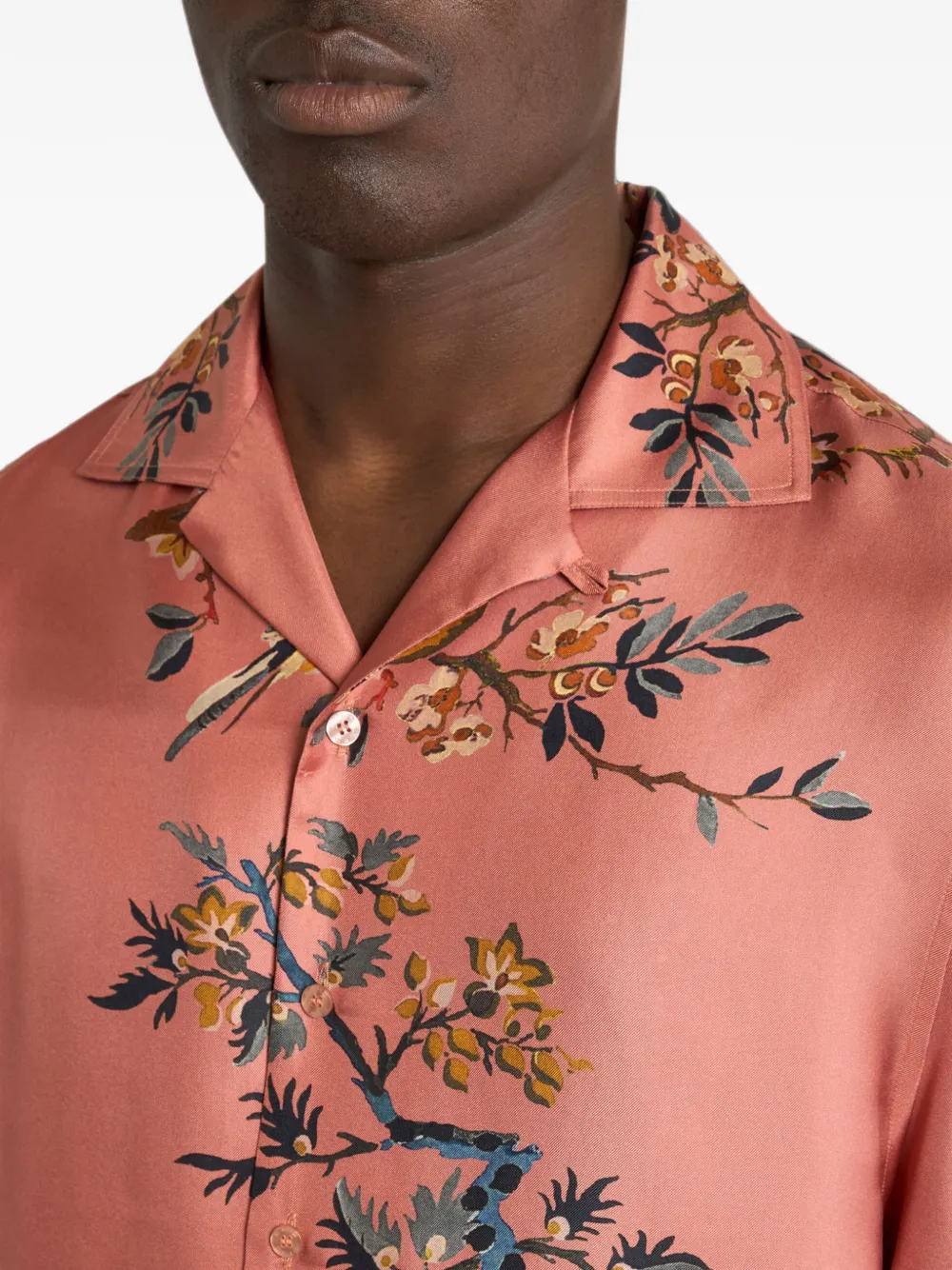 ETRO Zijden bowlingshirt met bloemen- en dieren-print Roze