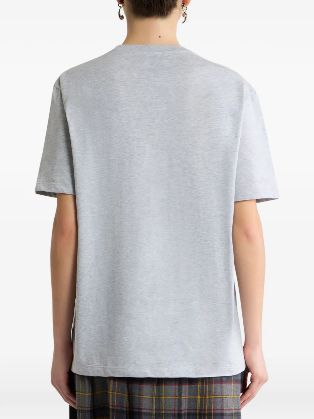ETRO T-shirt van katoenen jersey met Pegaso-print en logo Grijs