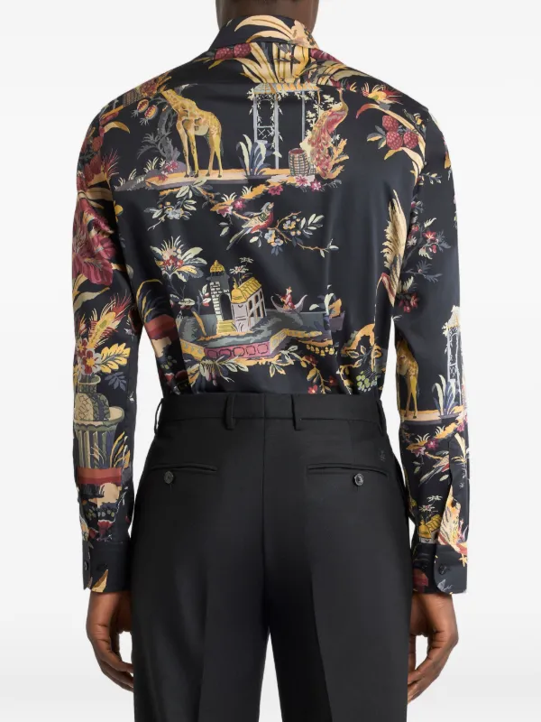 ETRO フラワー＆アニマルモチーフ シャツ | ブラック | FARFETCH JP