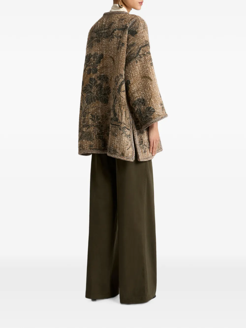 ETRO Kes bouclé met bloemen- en dierenmotief Beige
