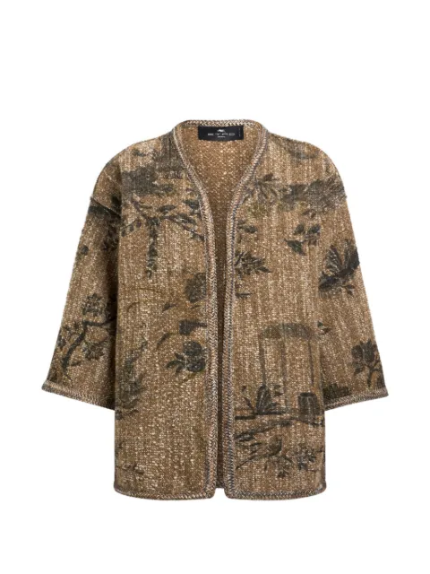 ETRO bouclé kesa with flower and animal motif
