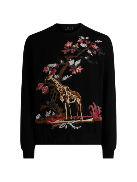 ETRO wool and cashmere-blend jacquard sweater with giraffe motif