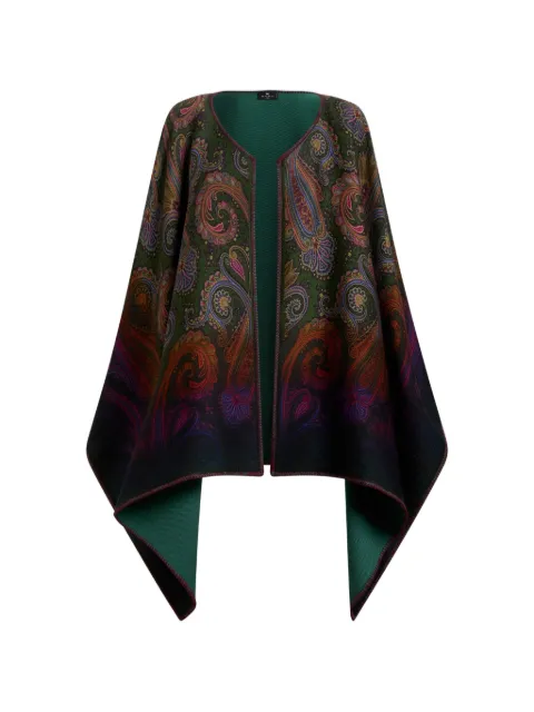 ETRO reversible wool cape with degradé Paisley motif