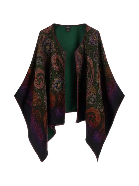 ETRO reversible wool cape with degradé Paisley motif