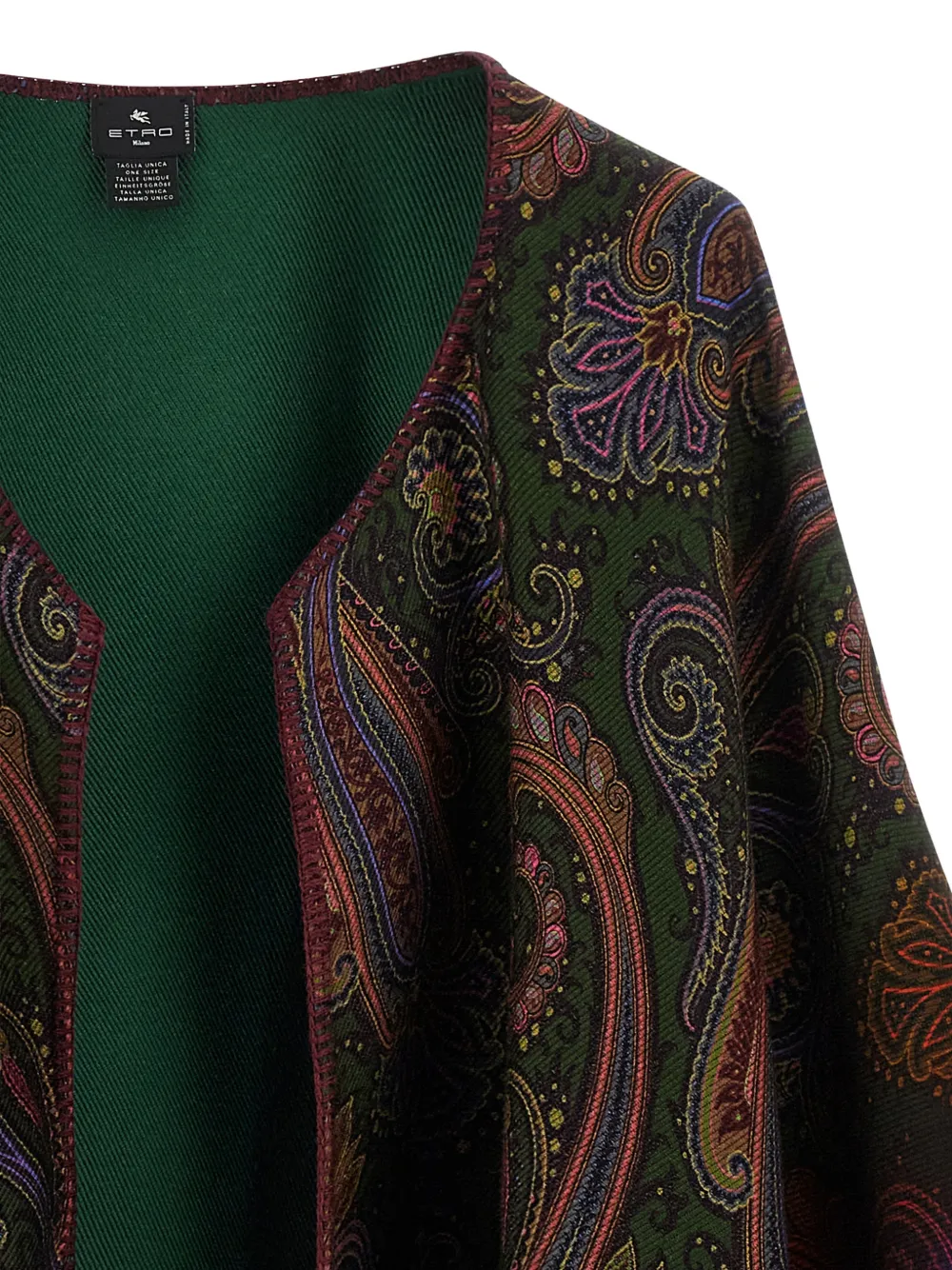 ETRO Omkeerbare wollen cape met degradé Paisley motief Groen