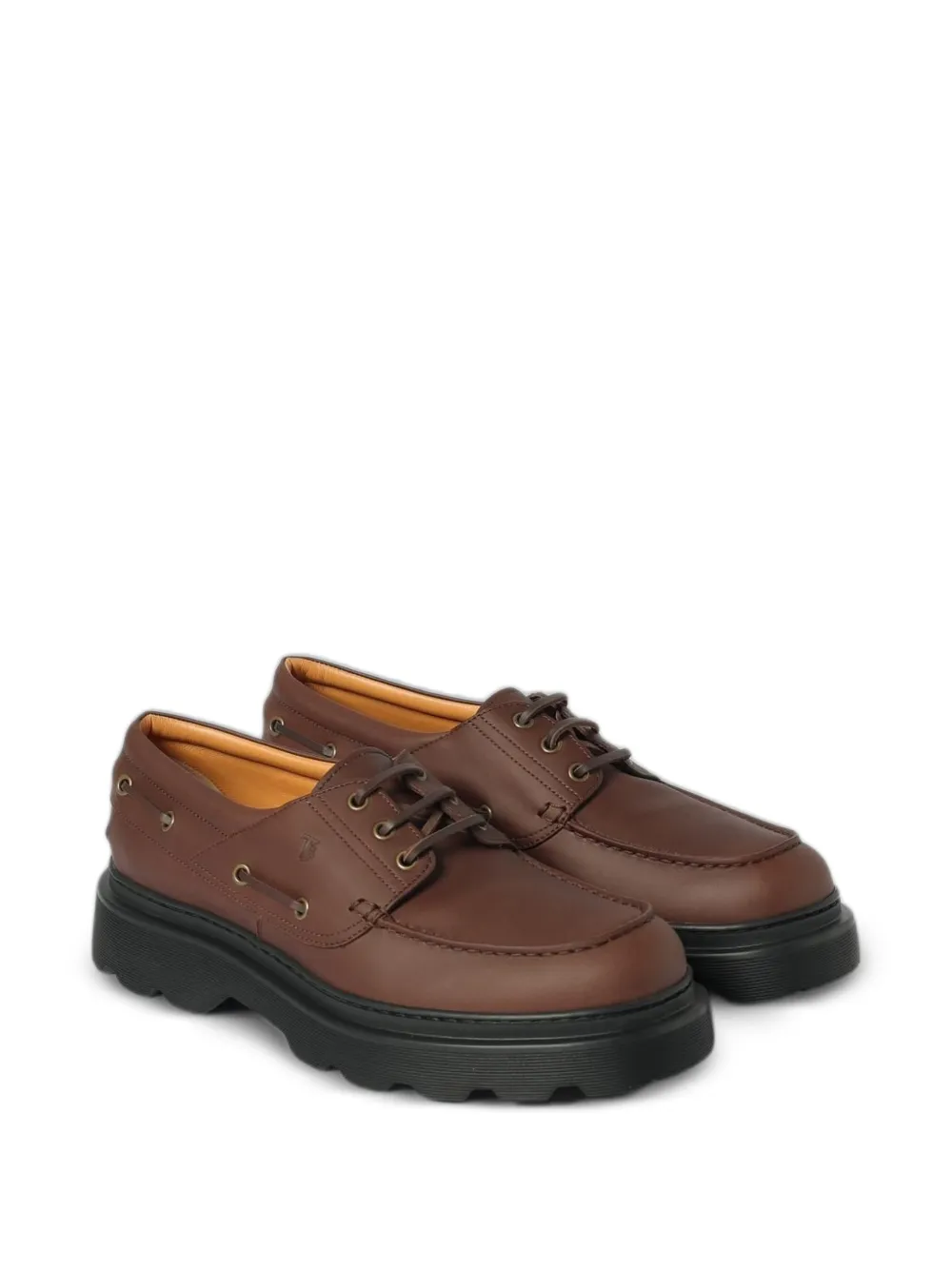 Tod's leather chunky-sole boat shoes Bruin