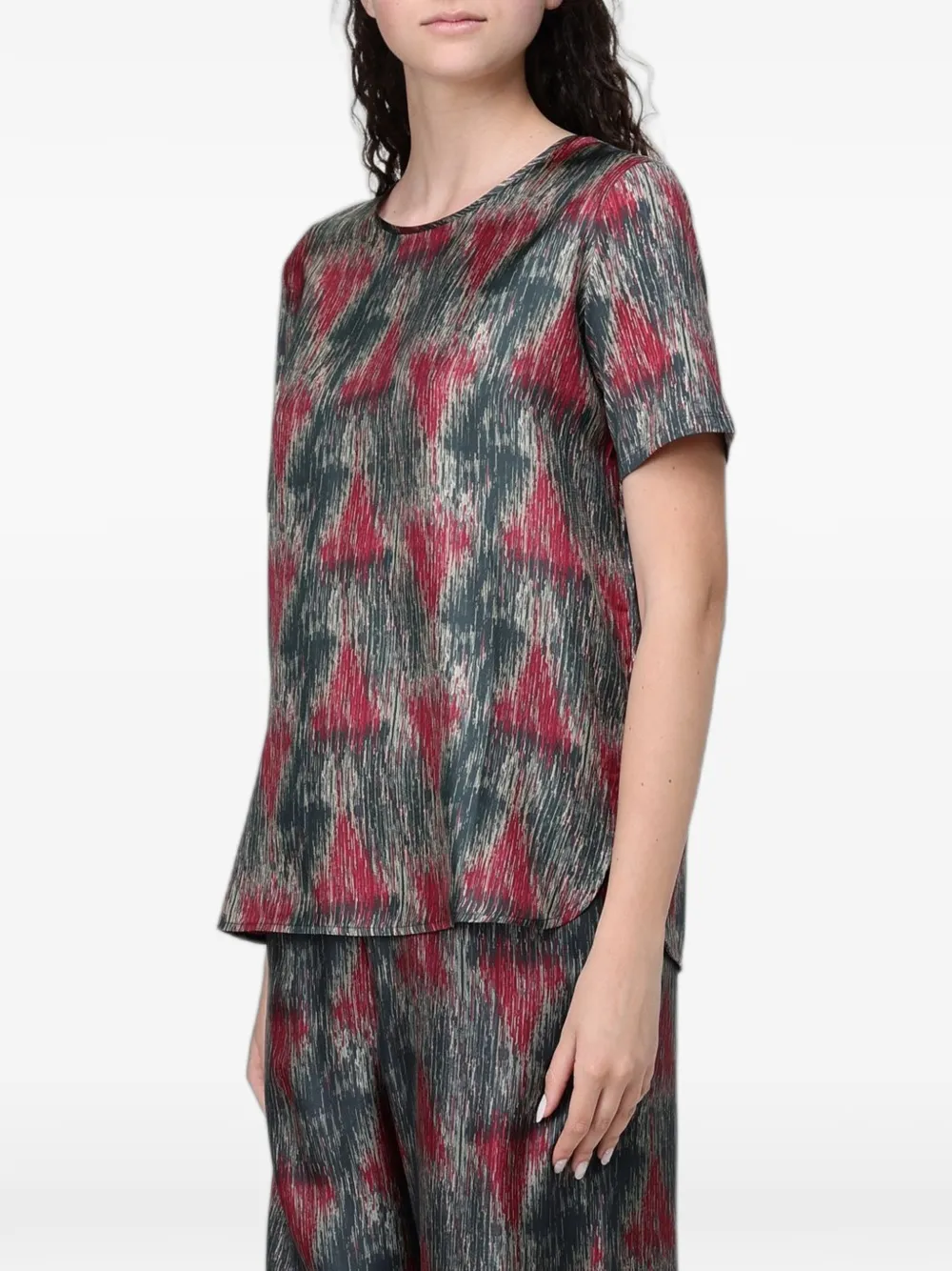 Max Mara Top a maniche corte con stampa astratta - Grigio