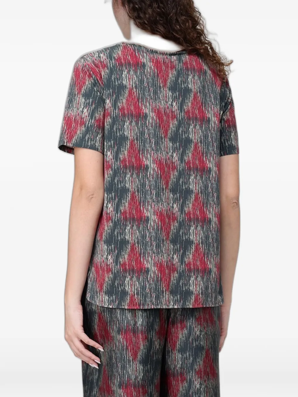Max Mara Top met abstracte print en korte mouwen Grijs