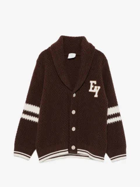 Eleventy Kids cárdigan con cuello esmoquin y parche del logo