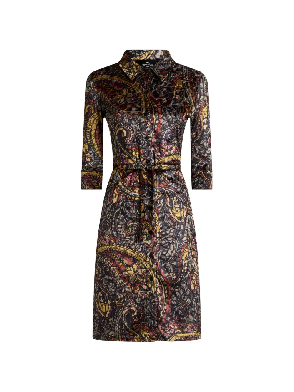 ETRO Chemisier corto in ciniglia con motivo paisley a fiori - Nero
