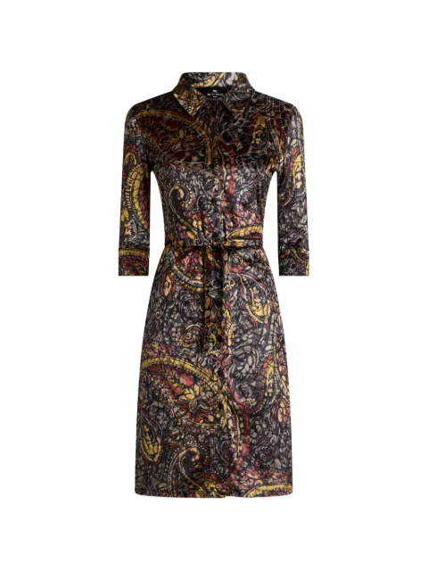 ETRO vestido corto camisero de chenilla con estampado floral de Paisley