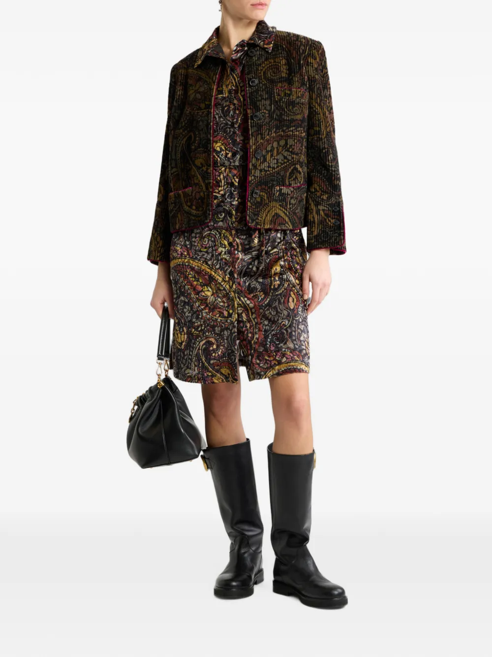 ETRO Mini-blousejurk in burnout chenille met bloemige Paisley-print Zwart