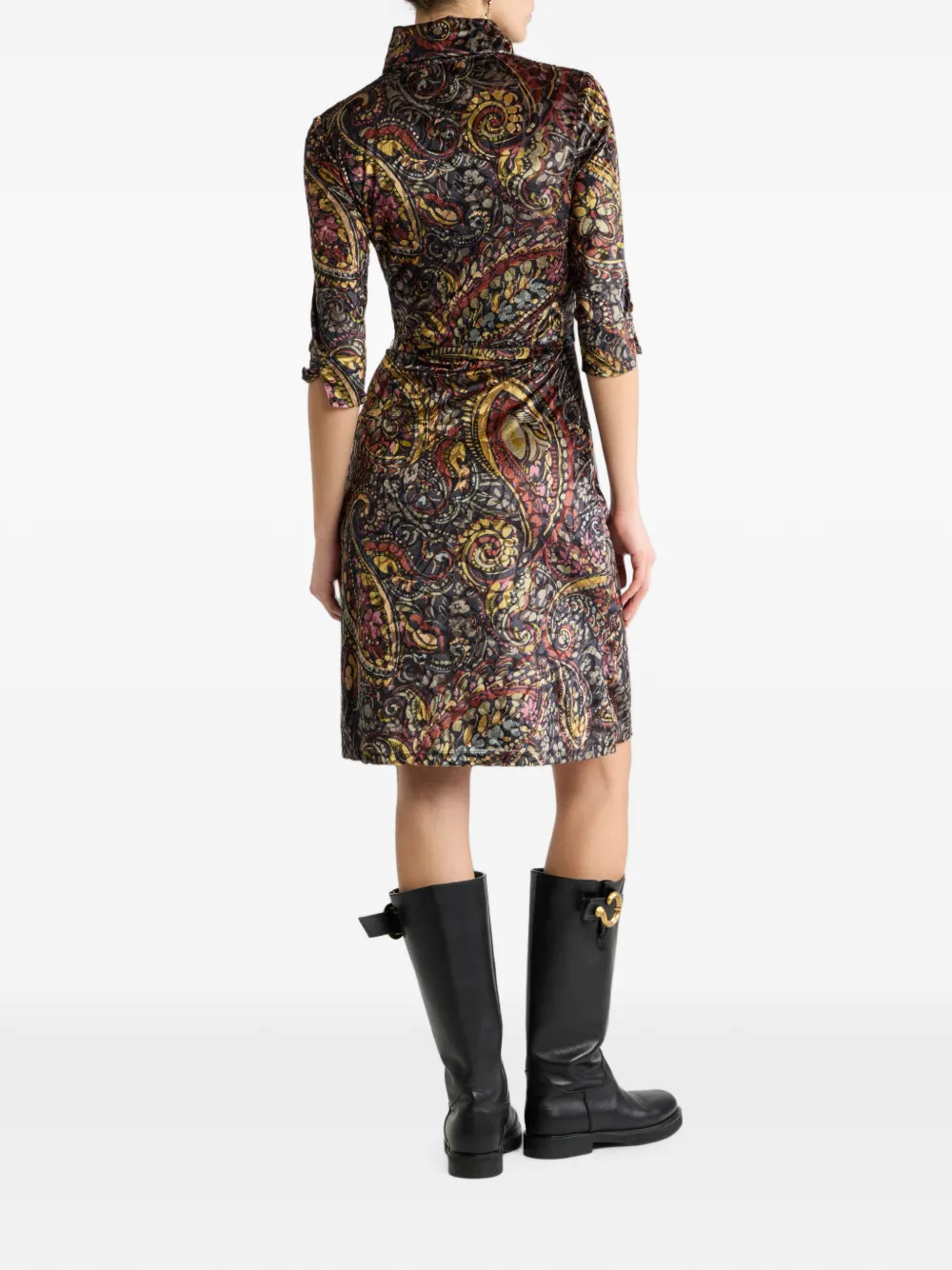 ETRO Mini-blousejurk in burnout chenille met bloemige Paisley-print Zwart