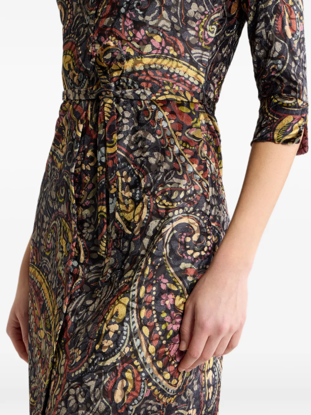 ETRO Mini-blousejurk in burnout chenille met bloemige Paisley-print Zwart