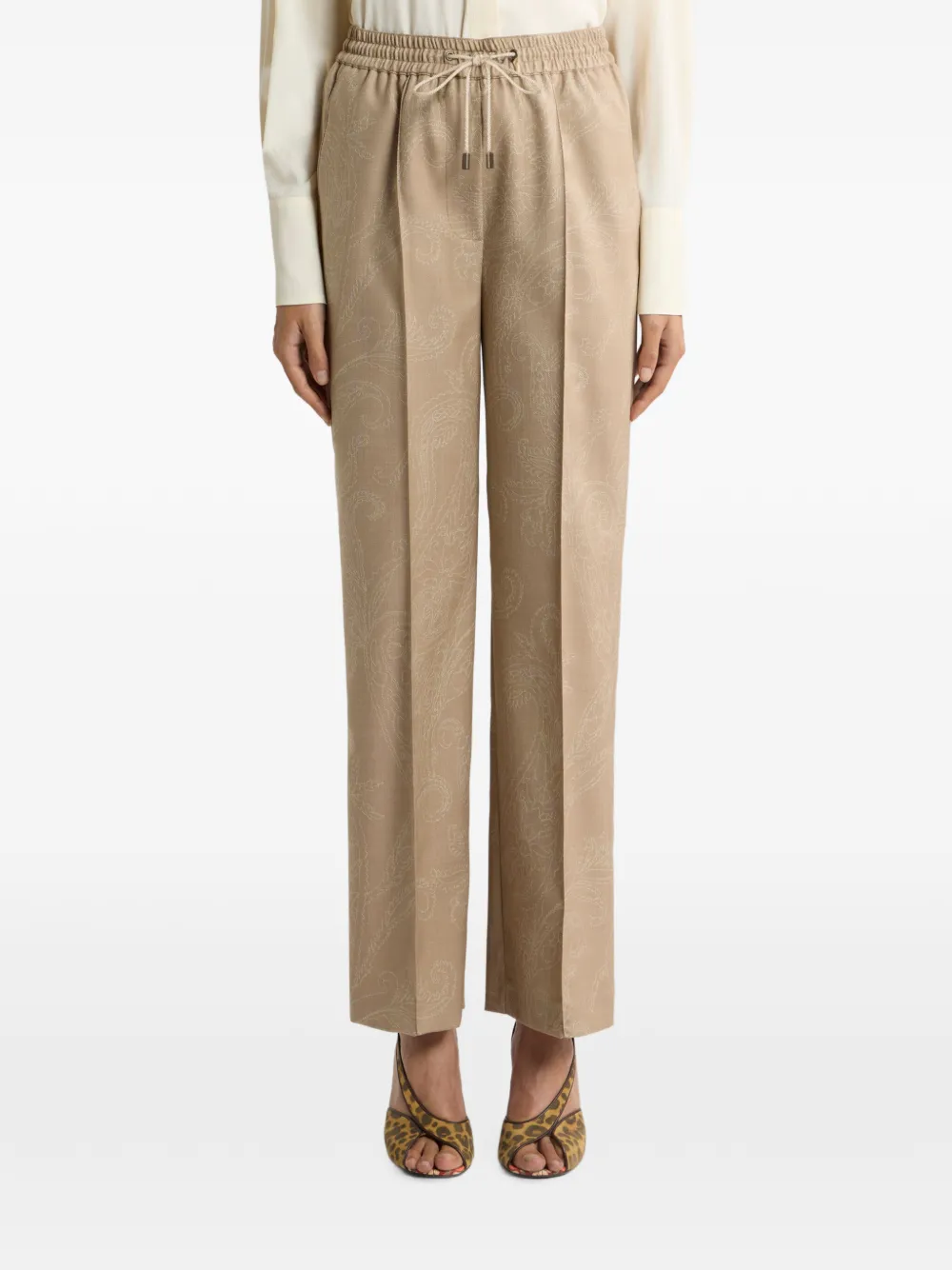 ETRO Wollen jacquard broek met Paisley-motief Beige