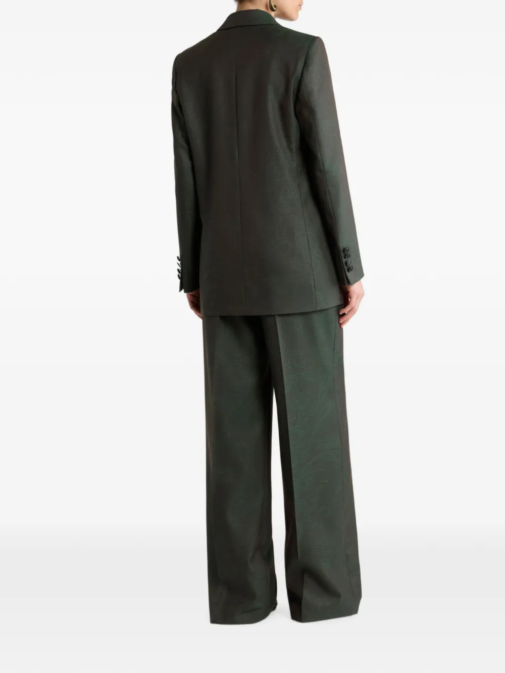 ETRO Blazer van wolblend met dubbele rij knopen en paisley jacquard Groen