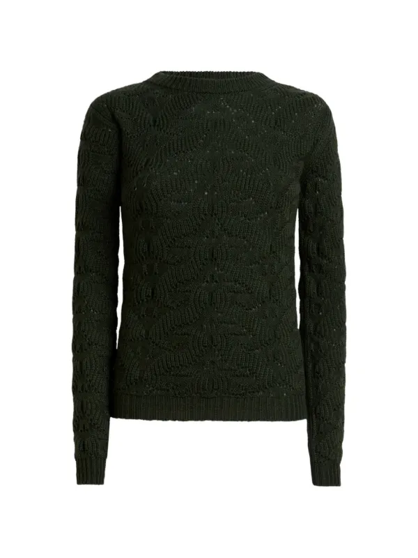 Etro Wool-blend Sweater with Paisley Detailing in Green