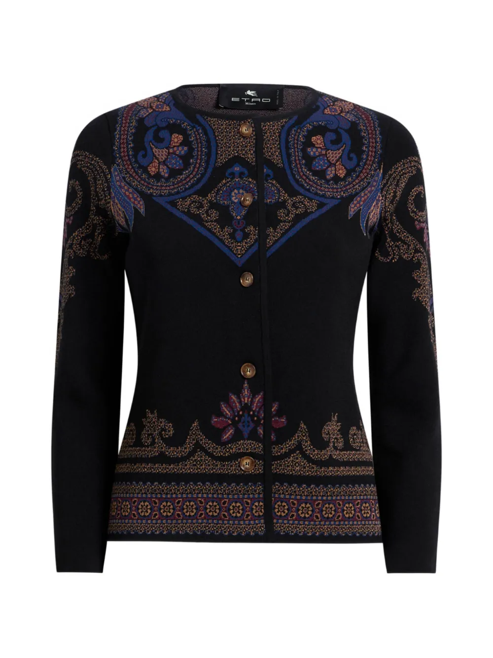 ETRO Jacquard-Strickjacke mit Laubmotiv - Schwarz