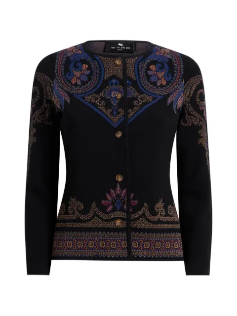ETRO jacquard cardigan with foliage motif