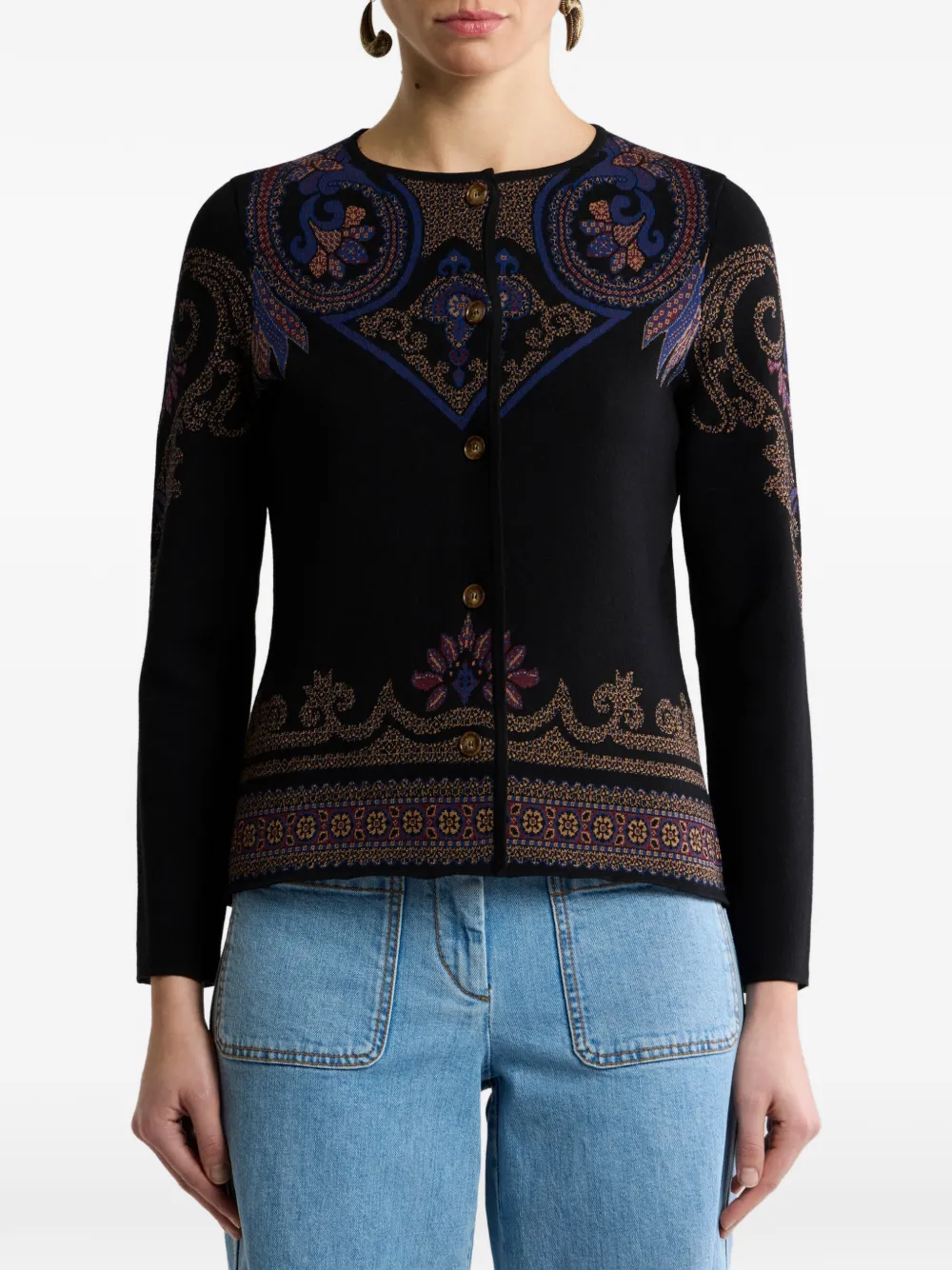ETRO Jacquard vest met blader-motief Zwart