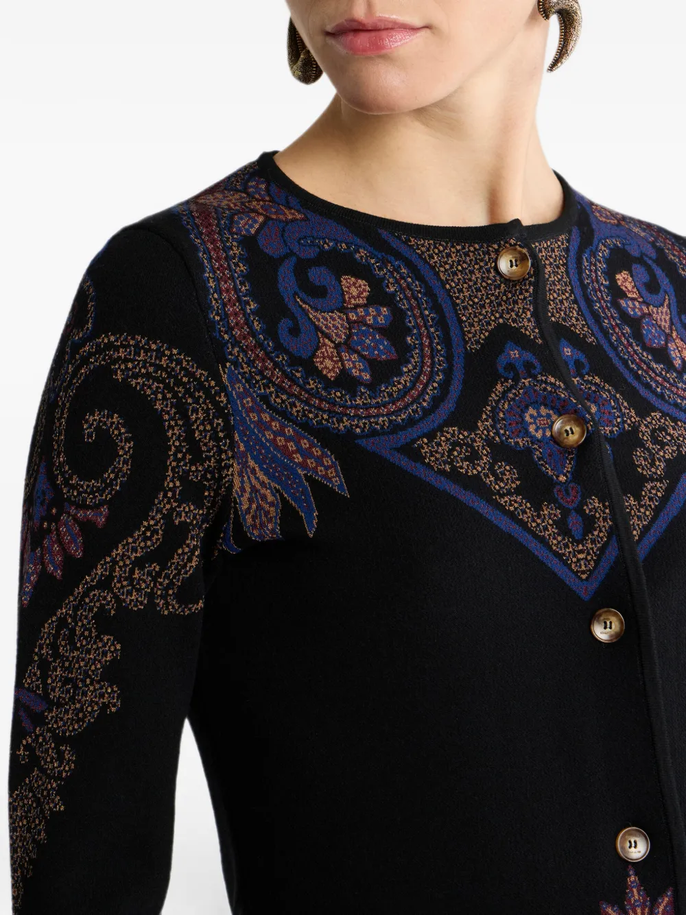 ETRO Jacquard vest met blader-motief Zwart