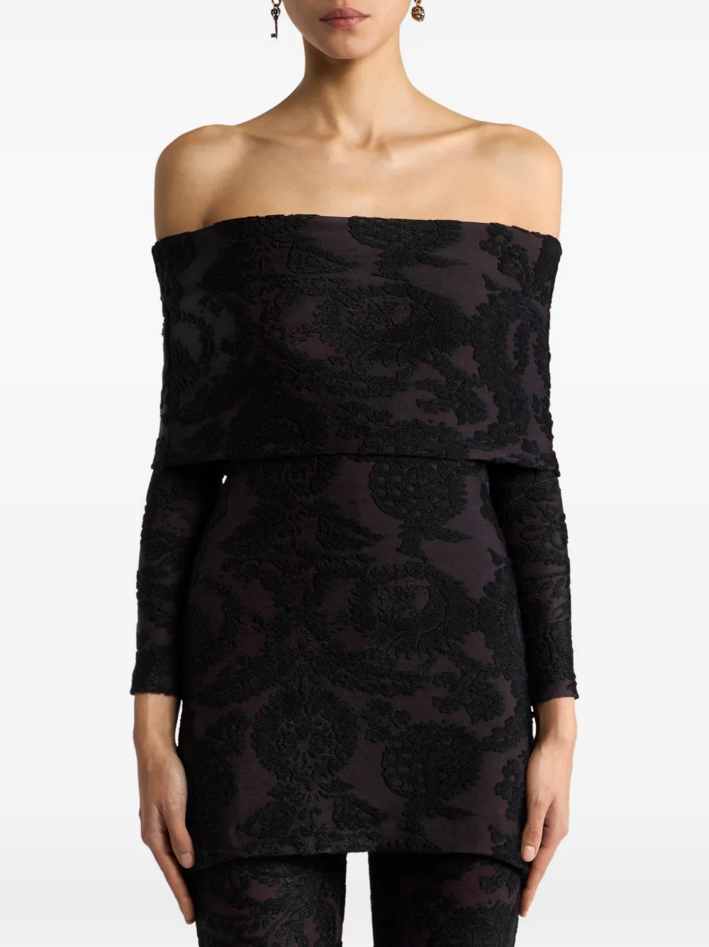 ETRO Chenille jacquard trui met Paisley blader-motief Paars