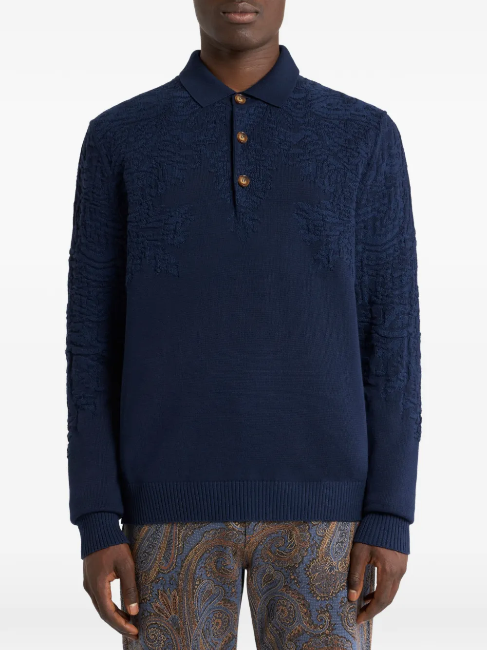 ETRO Polotrui van katoen en wol met Paisley-motief Blauw