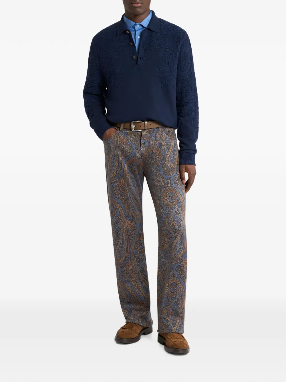 ETRO Polotrui van katoen en wol met Paisley-motief Blauw