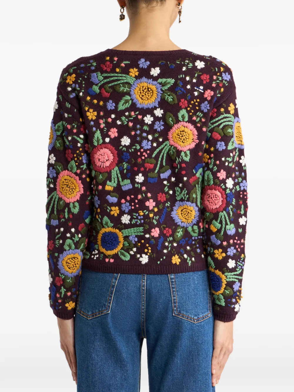ETRO Wollen vest met geborduurde bloemen Paars