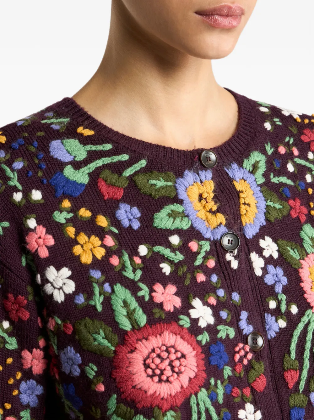 ETRO Wollen vest met geborduurde bloemen Paars