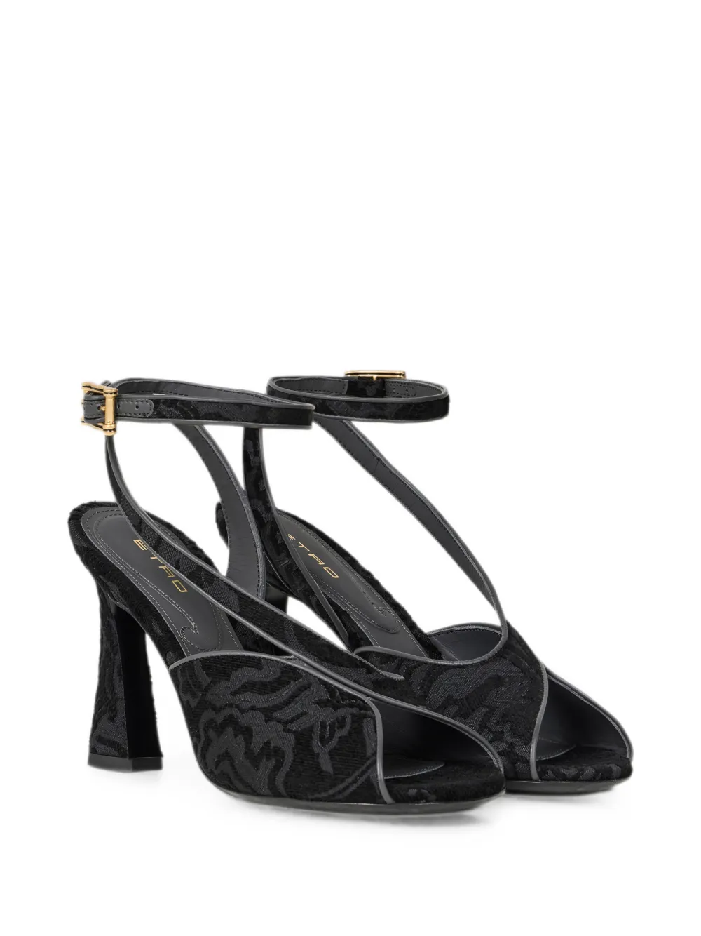 ETRO Jacquard sandalen met hoge hakken en Paisley-motief Zwart