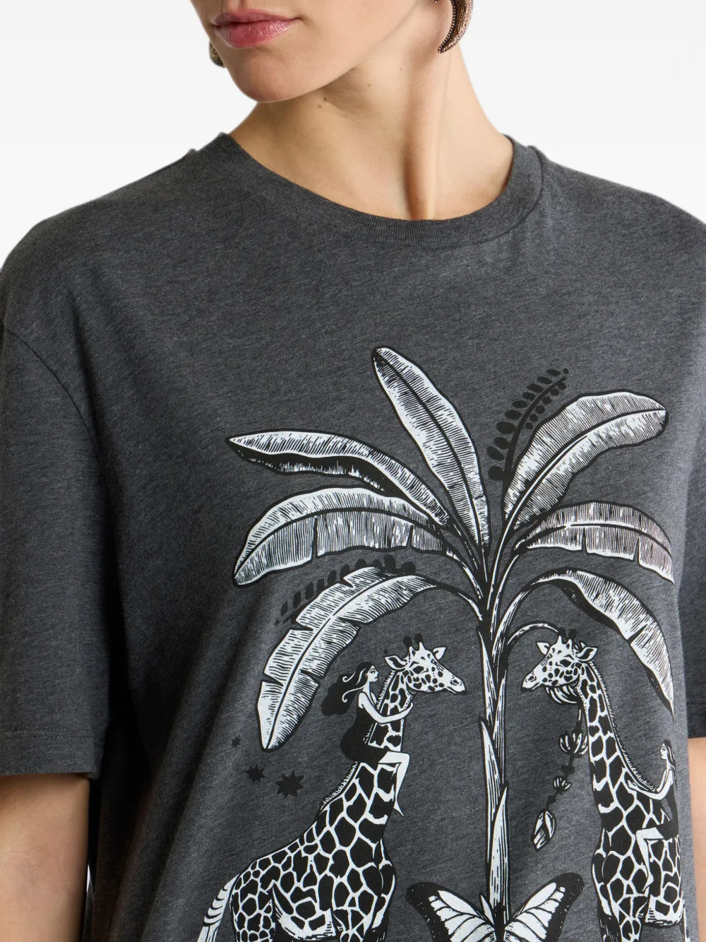 ETRO Katoenen jersey T-shirt met geplaatste giraffe-print Grijs