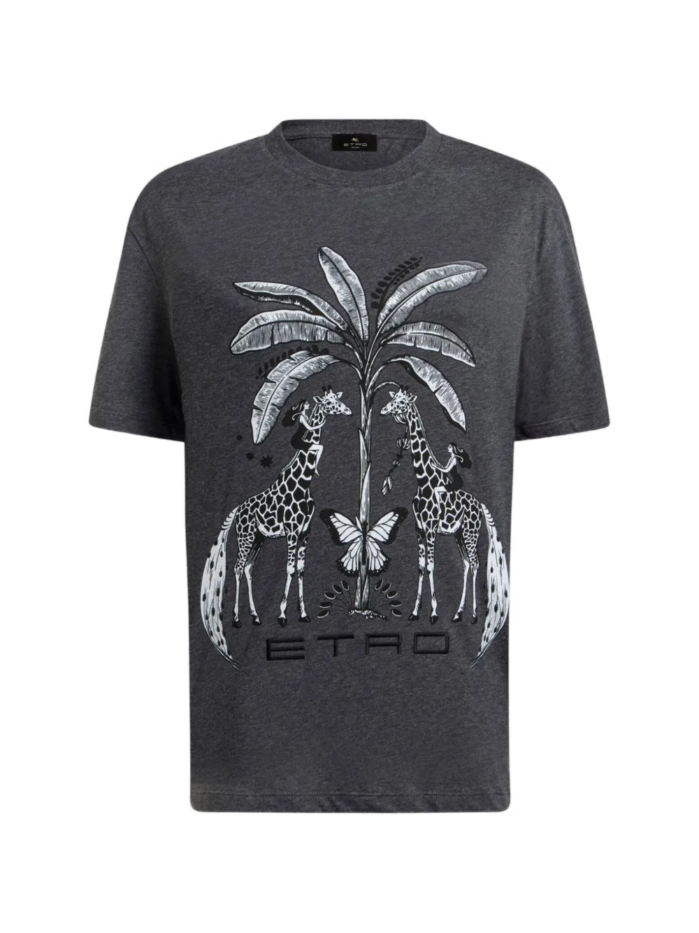 ETRO T-shirt in jersey di cotone con stampa - Grigio