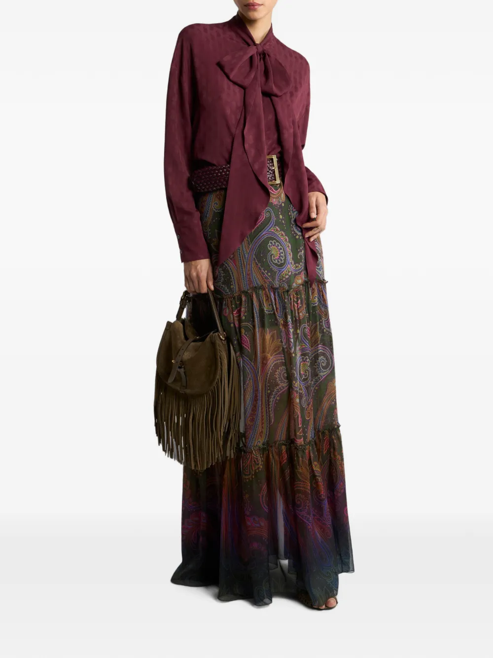 ETRO Zijden maxi-rok met geplaatste Paisley print Groen