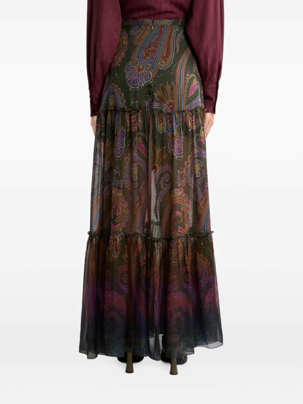 ETRO Zijden maxi-rok met geplaatste Paisley print Groen
