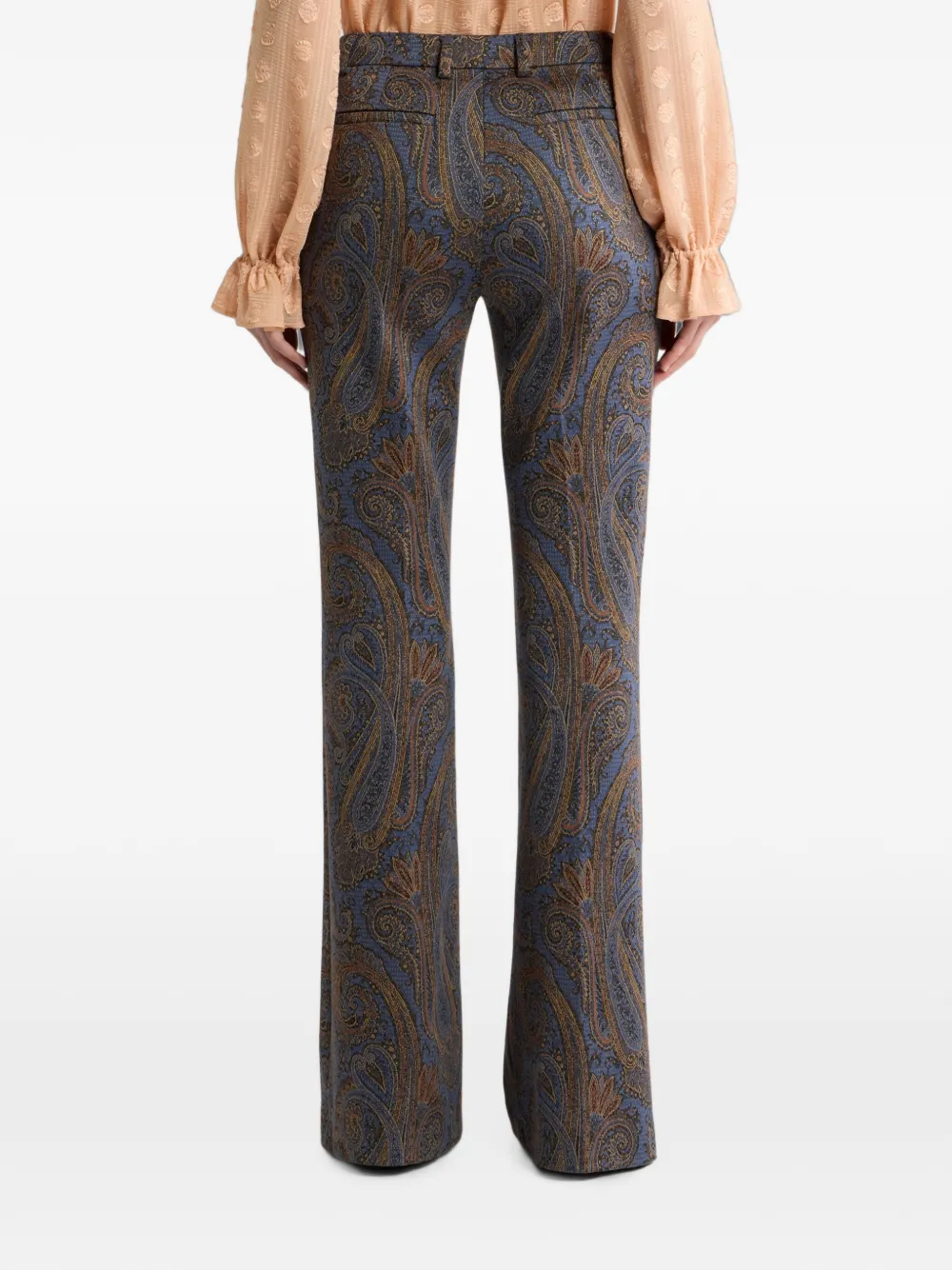 ETRO Katoenen flared jacquard broek met Paisley-motief Blauw