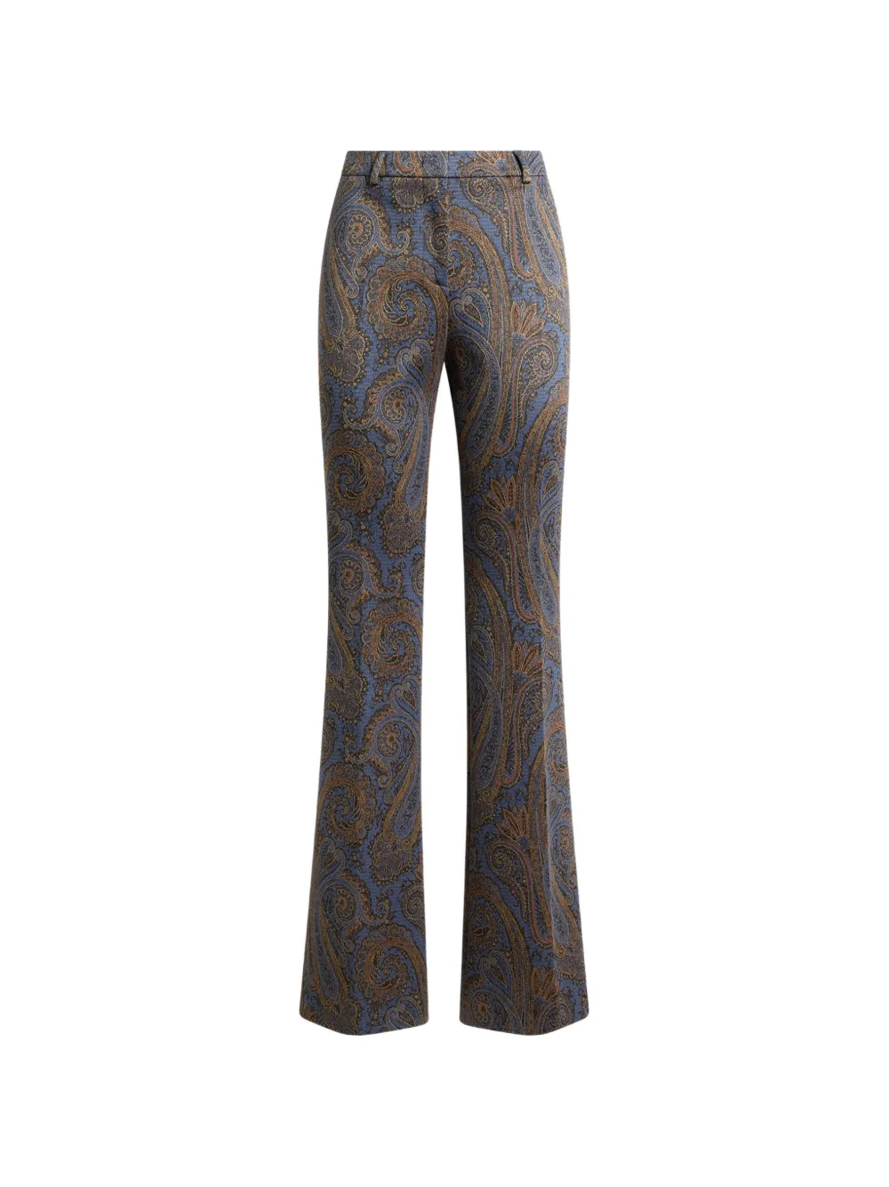 ETRO Pantaloni svasati in misto cotone jacquard con motivo paisley - Blu