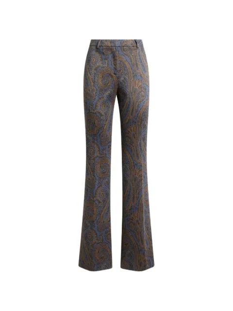 ETRO fit-and-flare cotton-blend jacquard trousers with Paisley motif
