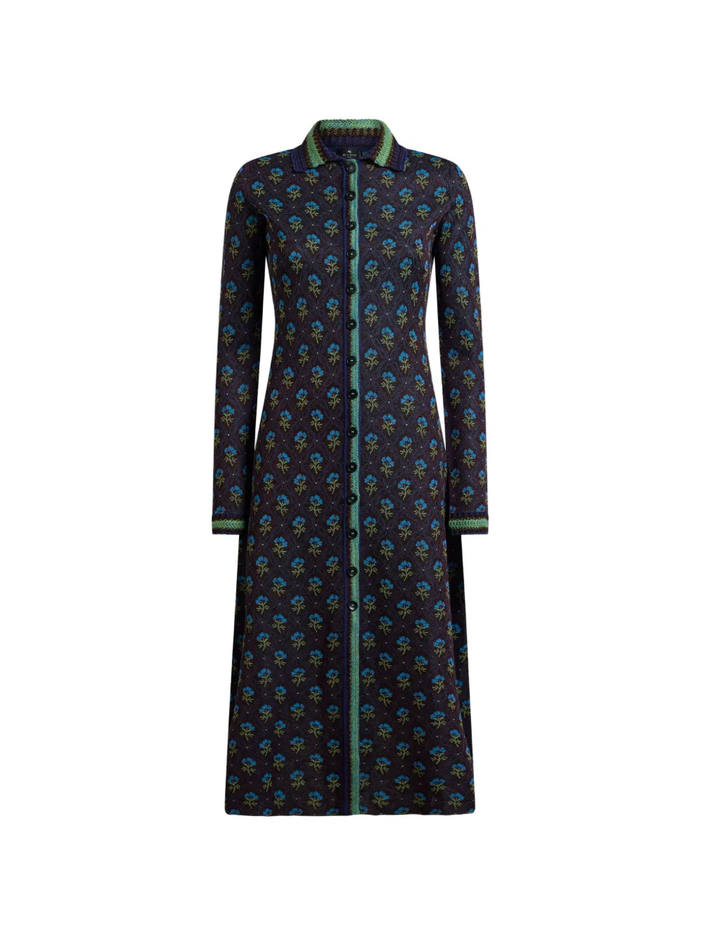 ETRO Chemisier midi jacquard con motivo a fiori - Blu