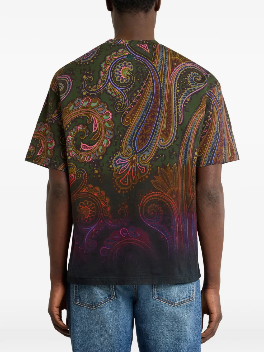 ETRO T-shirt van katoenen jersey met degradé Paisley-motief Groen