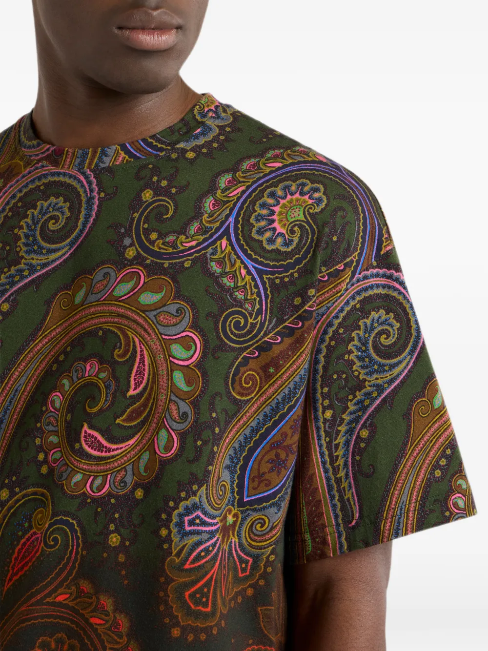 ETRO T-shirt van katoenen jersey met degradé Paisley-motief Groen