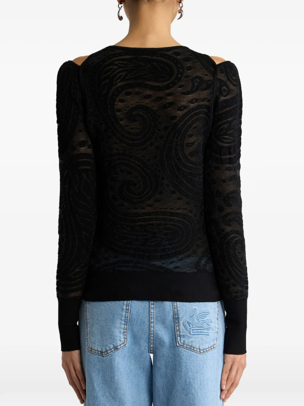 ETRO Jacquard trui met uitgesneden detail en Paisley-motief Zwart