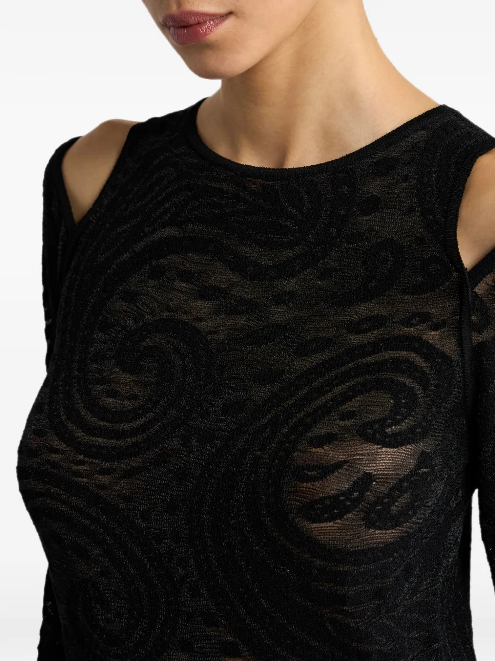 ETRO Jacquard trui met uitgesneden detail en Paisley-motief Zwart