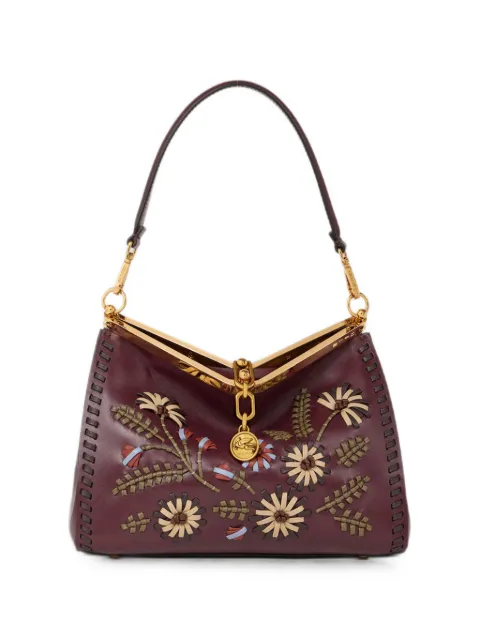 ETRO medium leather Vela bag with threading and floral motif