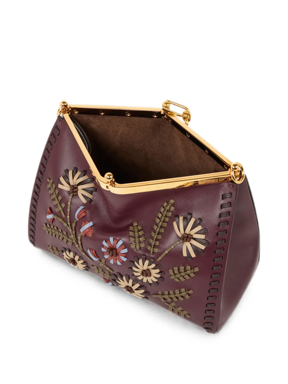 ETRO Medium leren Vela tas met vlechtwerk en bloemenmotief Rood