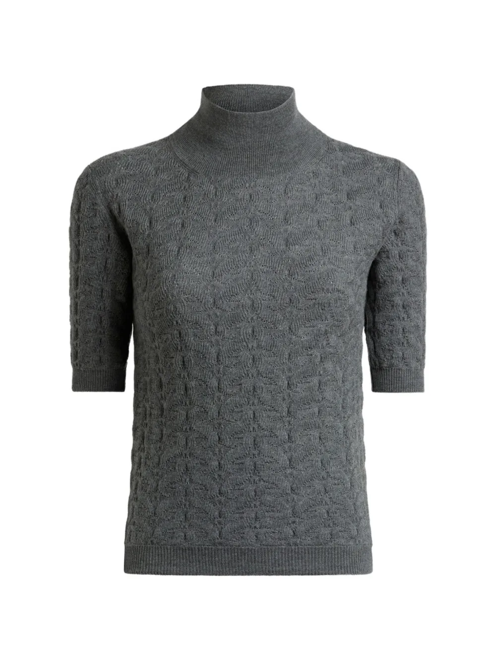 ETRO Maglione in lana con collo rialzato e dettagli paisley - Grigio