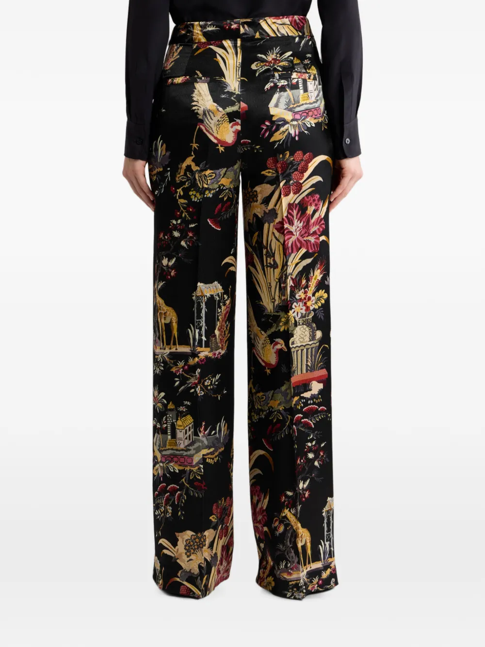 ETRO Broek met bloemenprint Zwart