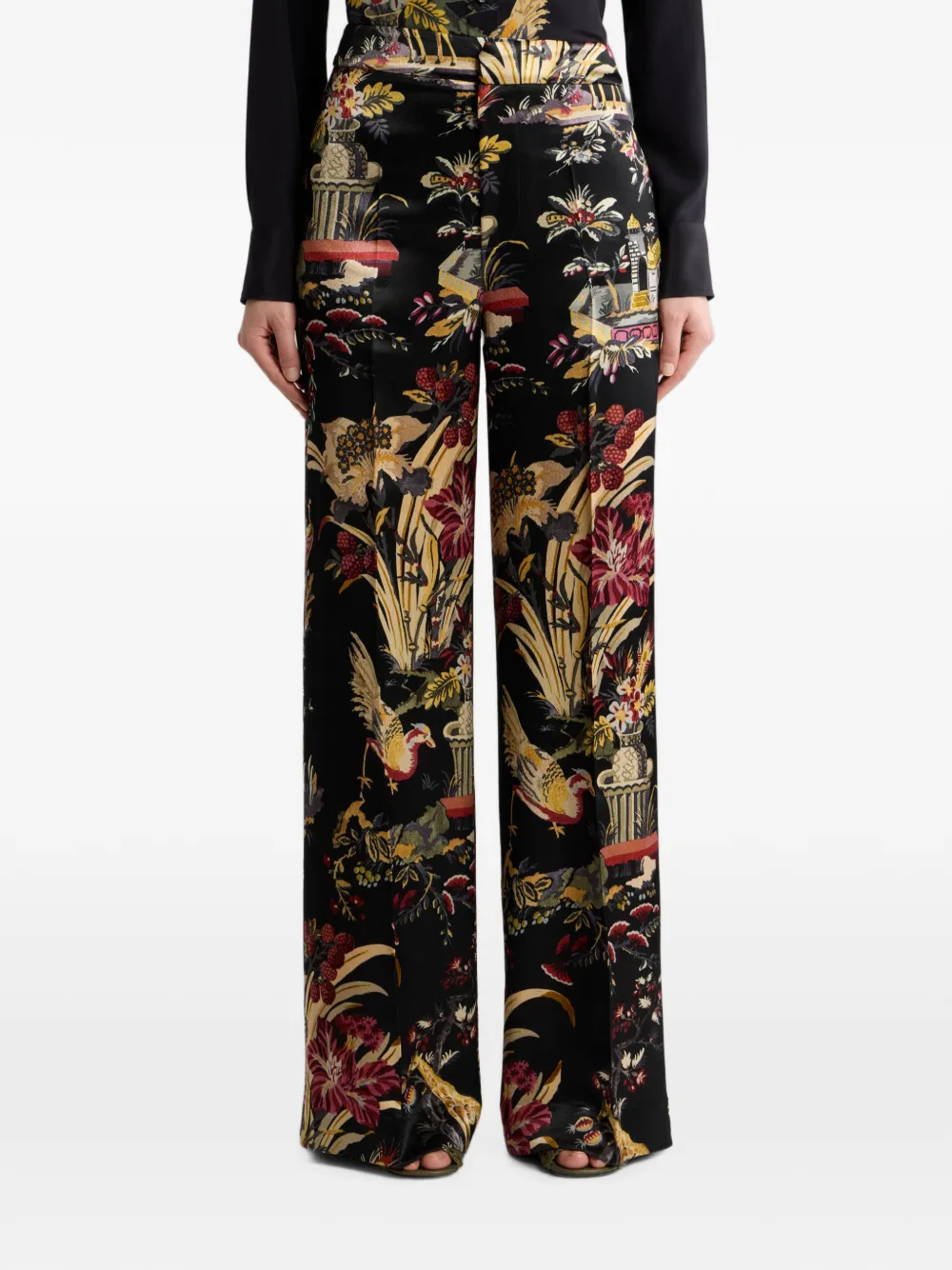 ETRO Broek met bloemenprint Zwart