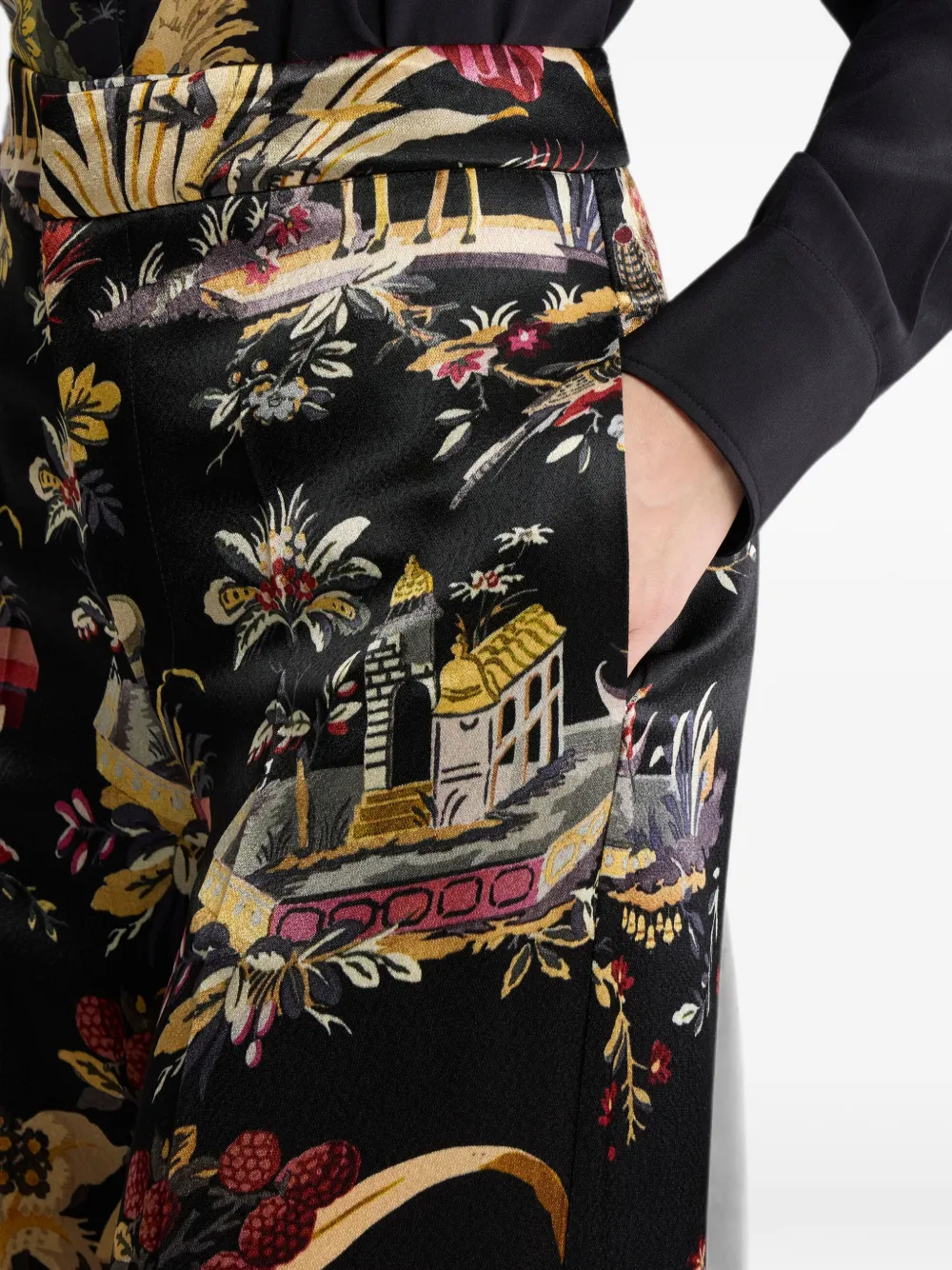 ETRO Broek met bloemenprint Zwart